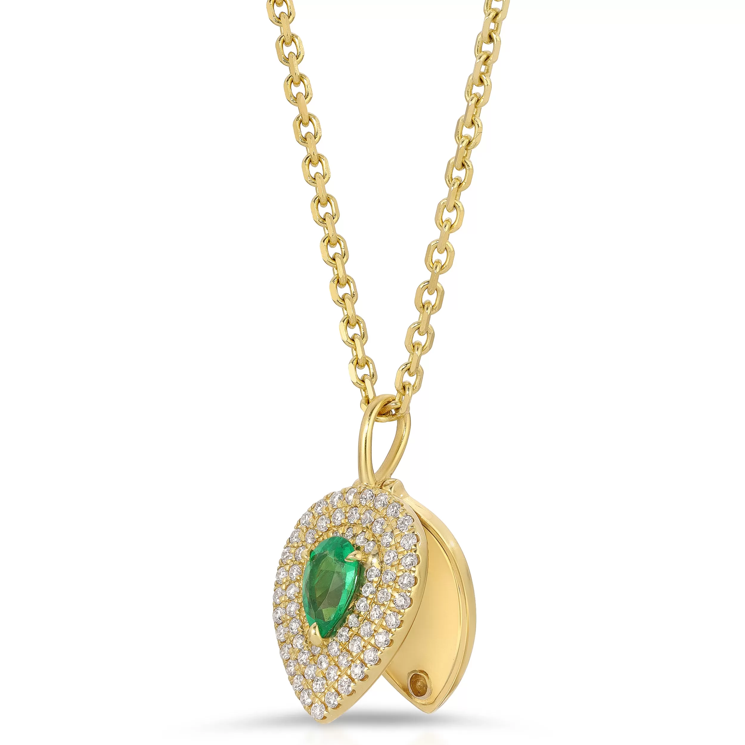 Anita Ko Pendants^PEAR SHAPED DIAMOND LOULOU LOCKET WITH PEAR SHAPED EMERALD