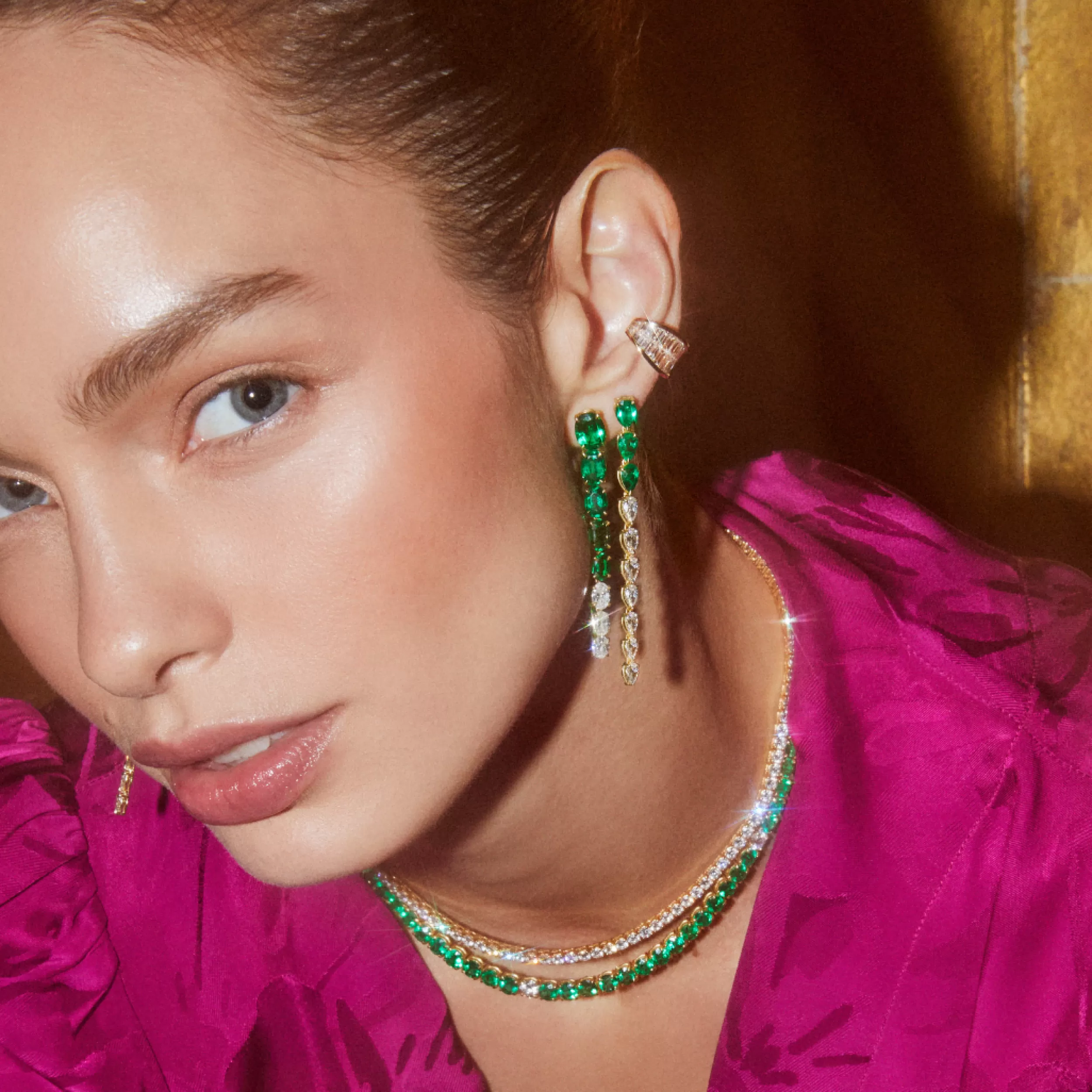 Anita Ko One Of A Kind^PEAR SHAPED EMERALD AND DIAMOND DROP EARRINGS