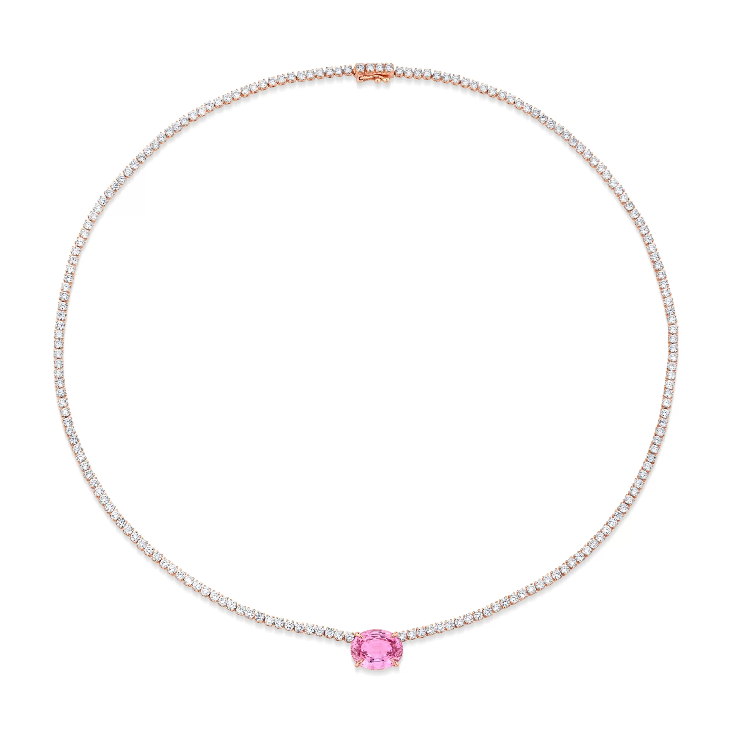 Anita Ko One Of A Kind^PINK SAPPHIRE OVAL DIAMOND HEPBURN NECKLACE