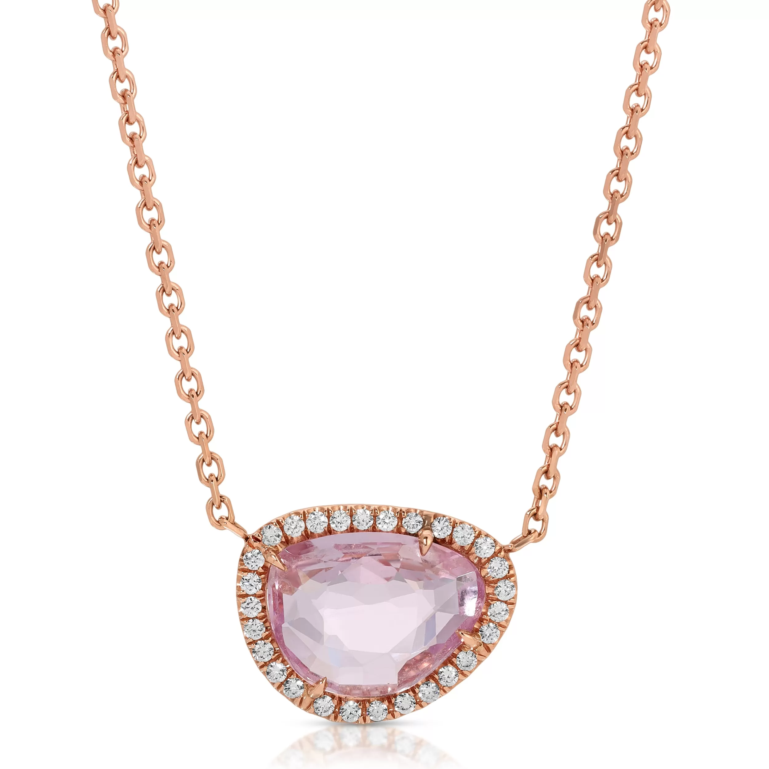 Anita Ko One Of A Kind^PINK SAPPHIRE PEBBLE NECKLACE WITH DIAMOND HALO