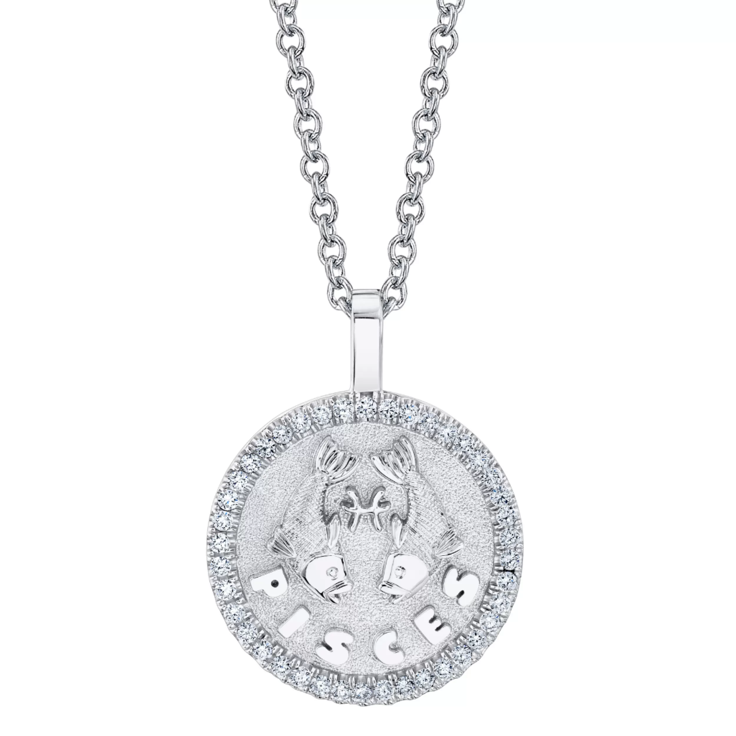 Anita Ko Pendants | Zodiac Coins^PISCES ZODIAC COIN PENDANT WITH DIAMOND FRAME