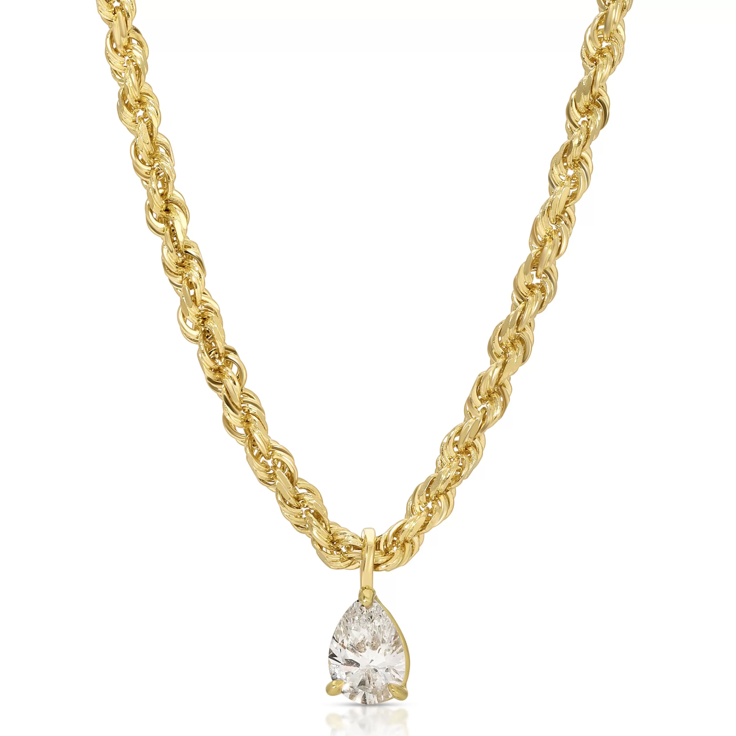 Anita Ko Pendants^ROPE CHAIN WITH PEAR DIAMOND PENDANT