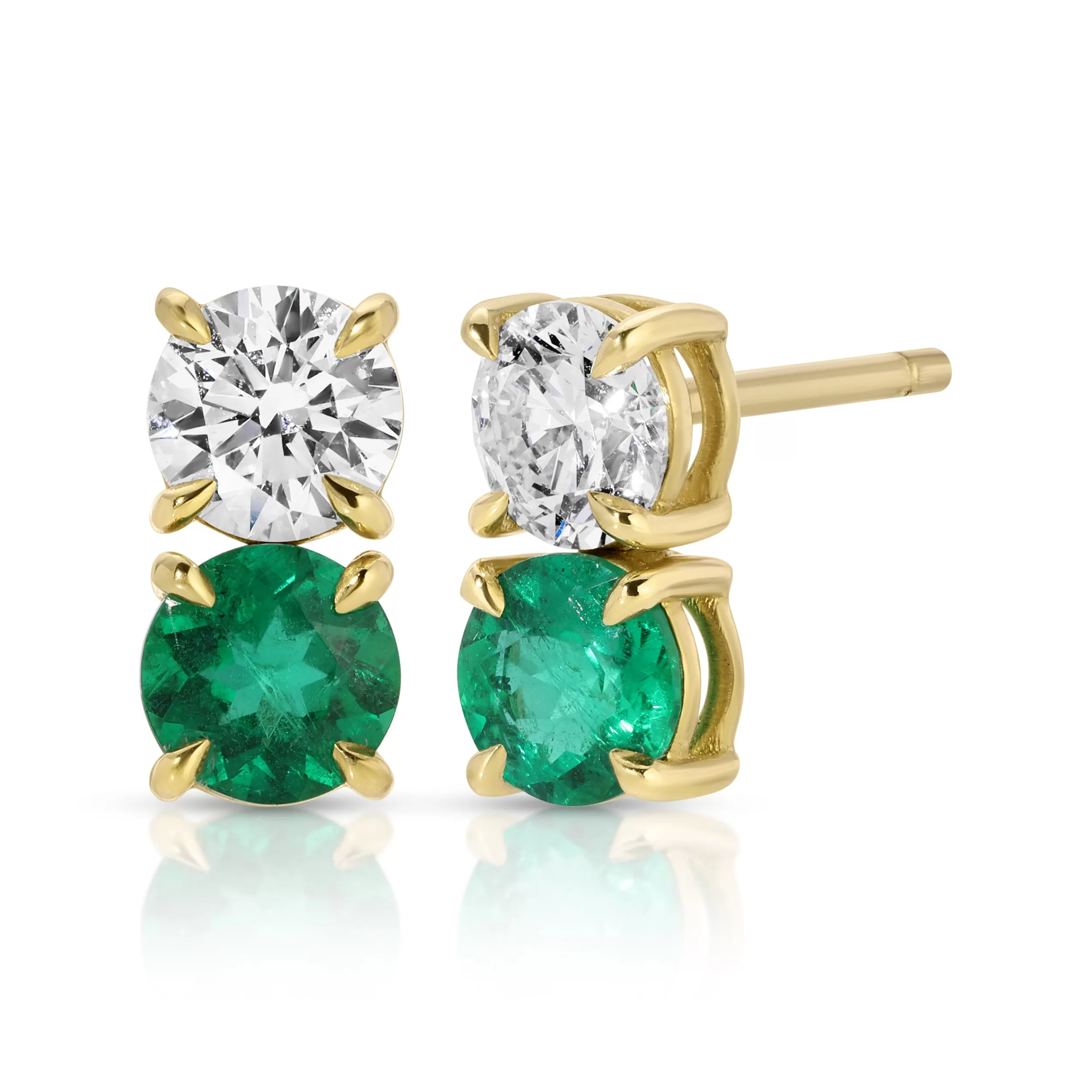 Anita Ko One Of A Kind^ROUND EMERALD AND DIAMOND STUDS