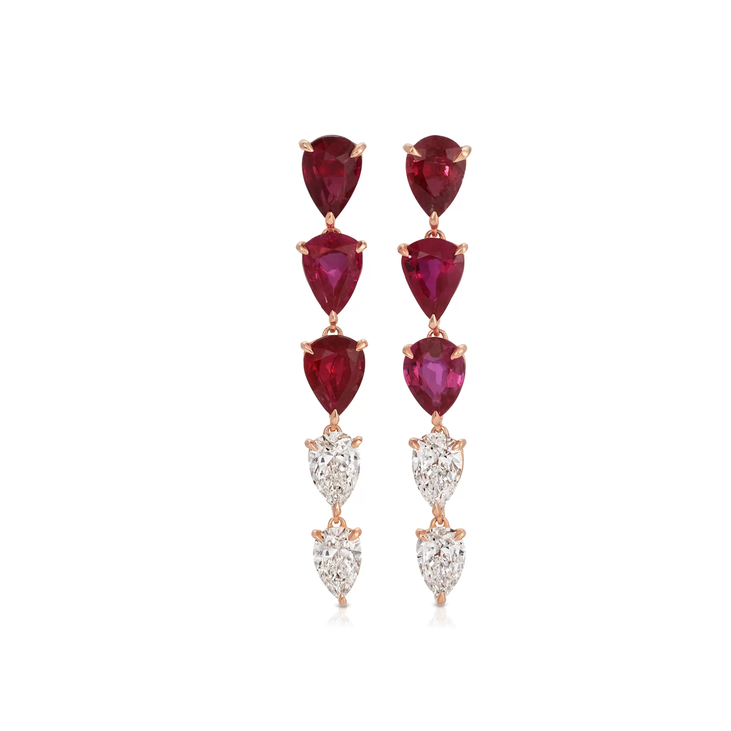 Anita Ko One Of A Kind^SHORT RUBY AND DIAMOND PEAR DROP EARRINGS