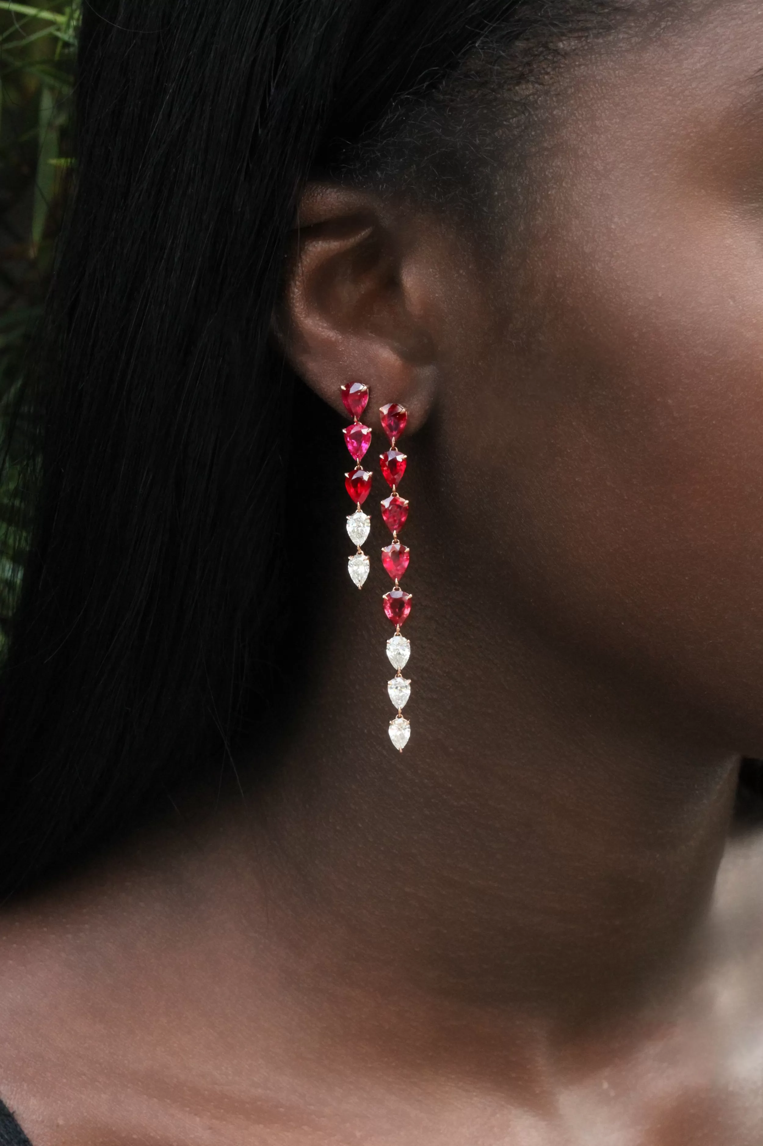 Anita Ko One Of A Kind^SHORT RUBY AND DIAMOND PEAR DROP EARRINGS