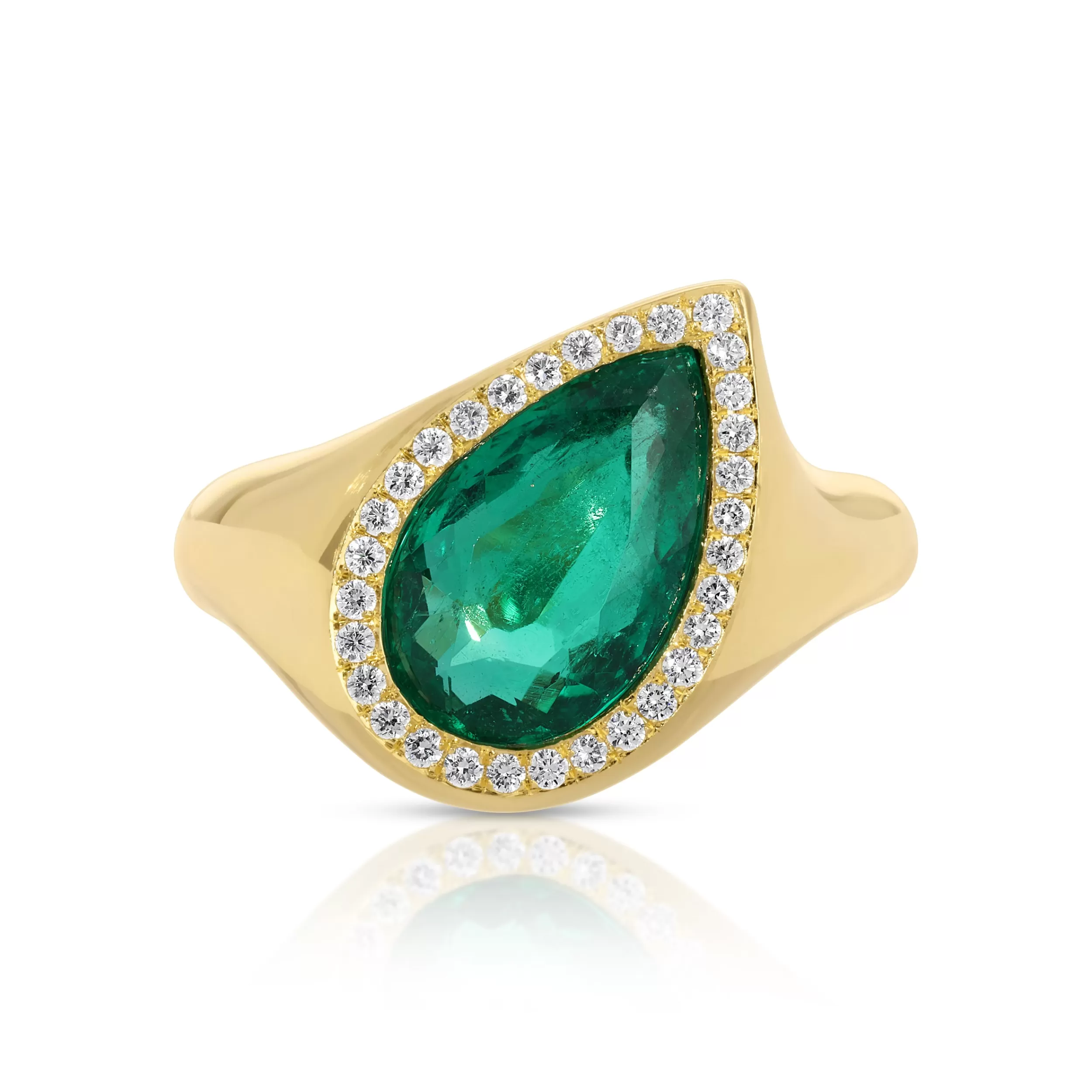 Anita Ko One Of A Kind^SIDEWAYS COLOMBIAN PEAR EMERALD AND PAVE DIAMOND RING