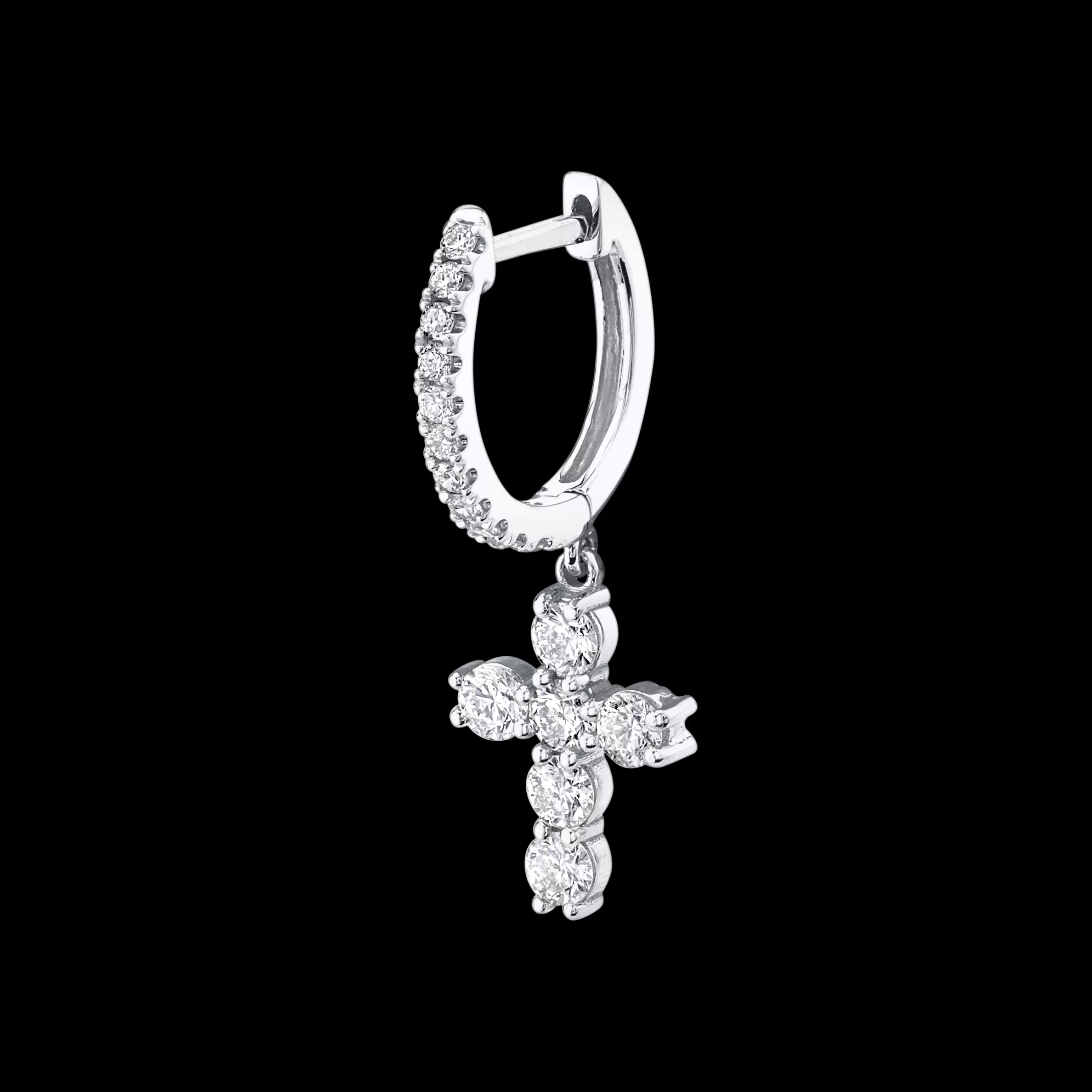 Anita Ko Huggies^SINGLE DIAMOND HUGGIE WITH DIAMOND CROSS