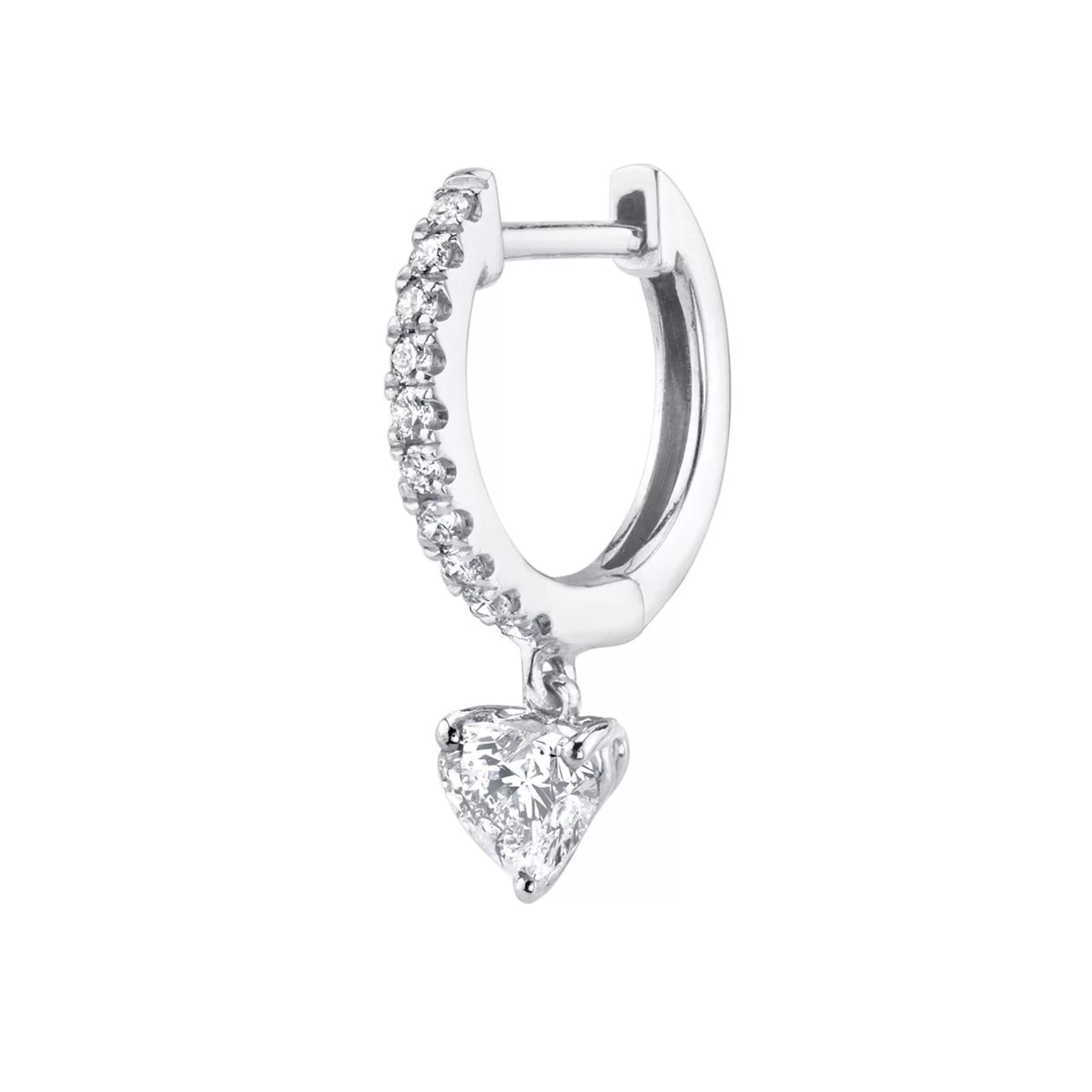 Anita Ko Huggies^SINGLE DIAMOND HUGGIE WITH DIAMOND HEART DROP