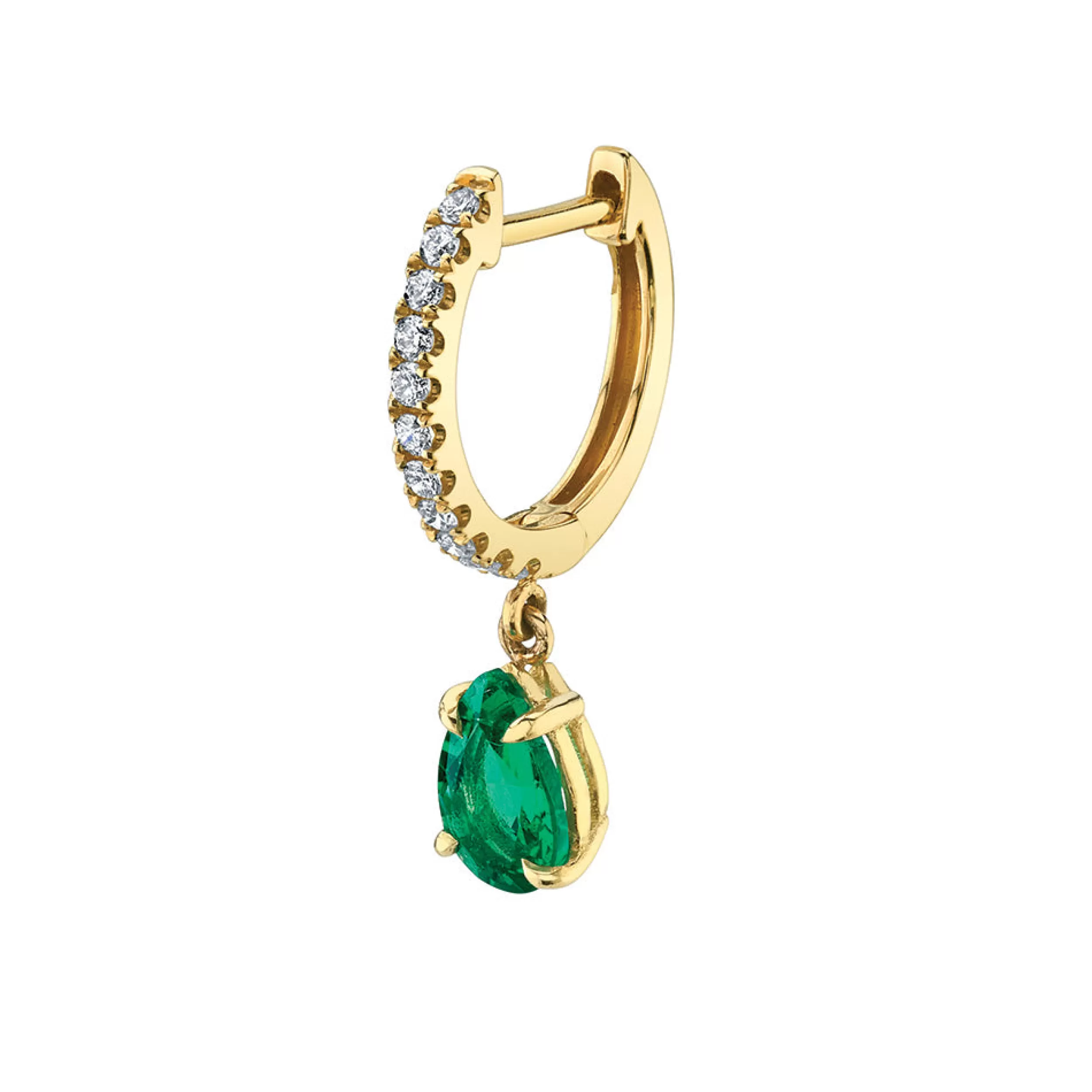 Anita Ko Huggies^SINGLE DIAMOND HUGGIE WITH PEAR-SHAPED EMERALD DROP