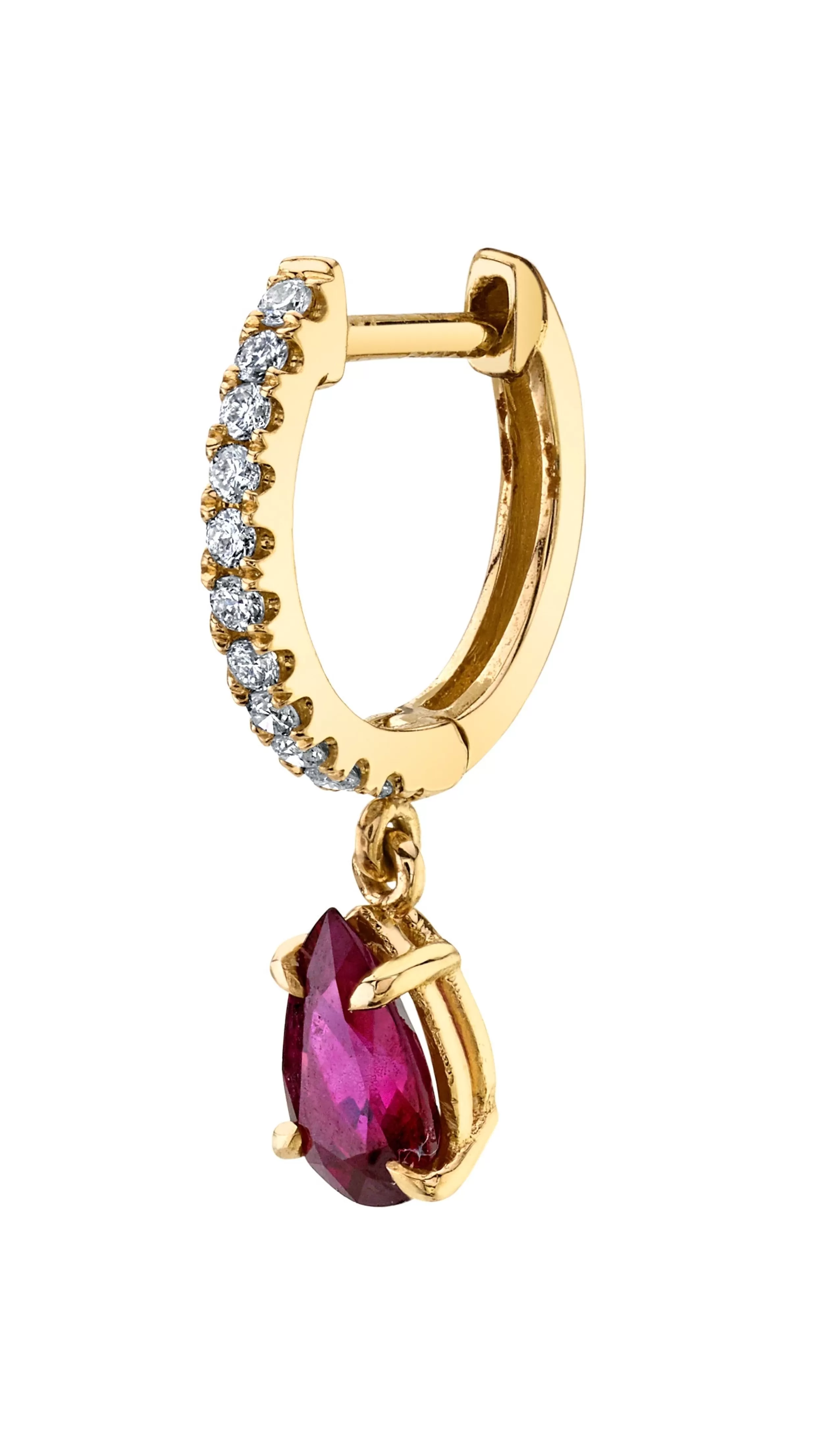 Anita Ko Huggies^SINGLE DIAMOND HUGGIE WITH PEAR-SHAPED RUBY DROP