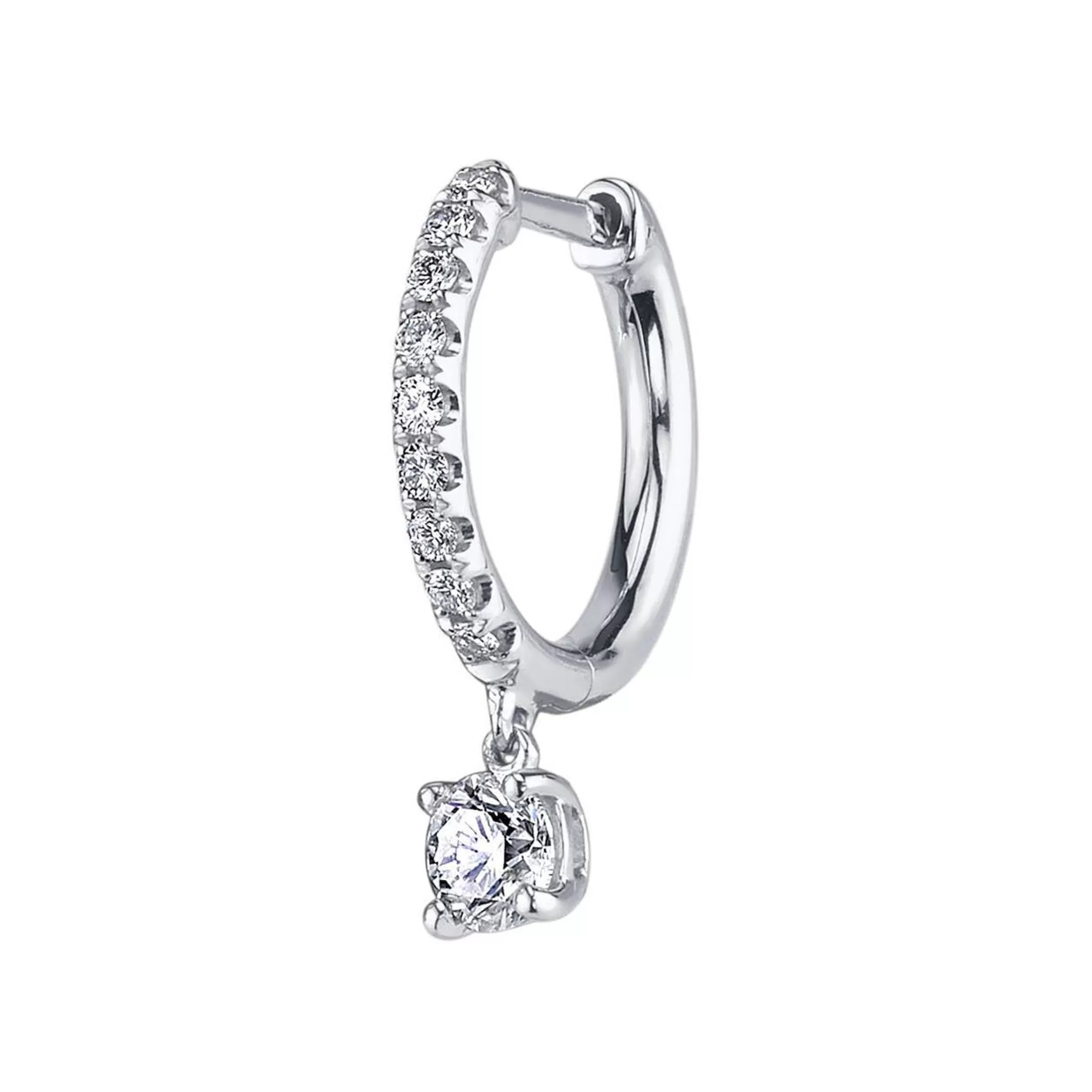 Anita Ko Huggies^SINGLE DIAMOND HUGGIE WITH ROUND DIAMOND DROP