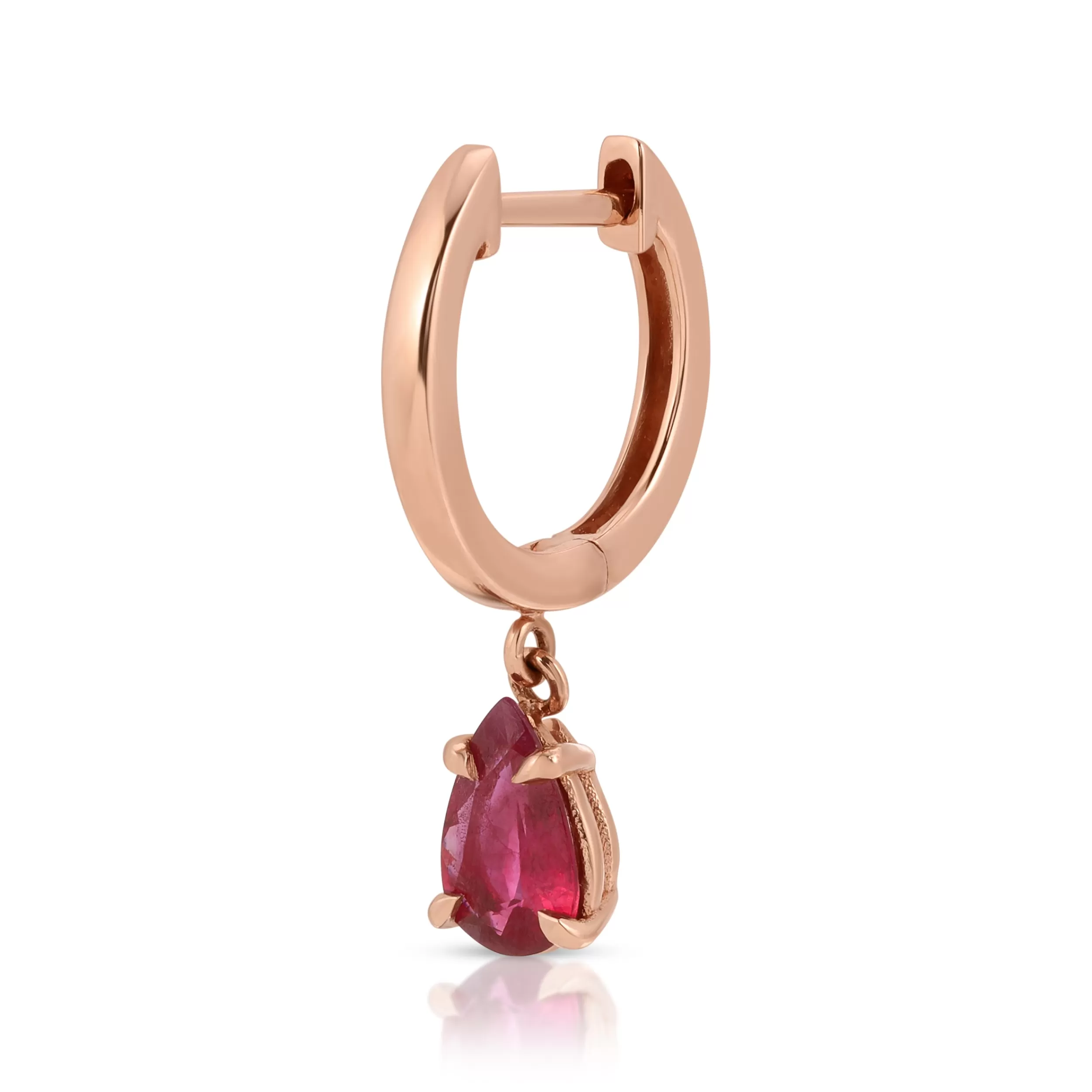 Anita Ko Huggies^SINGLE HUGGIE WITH PEAR SHAPED RUBY DROP