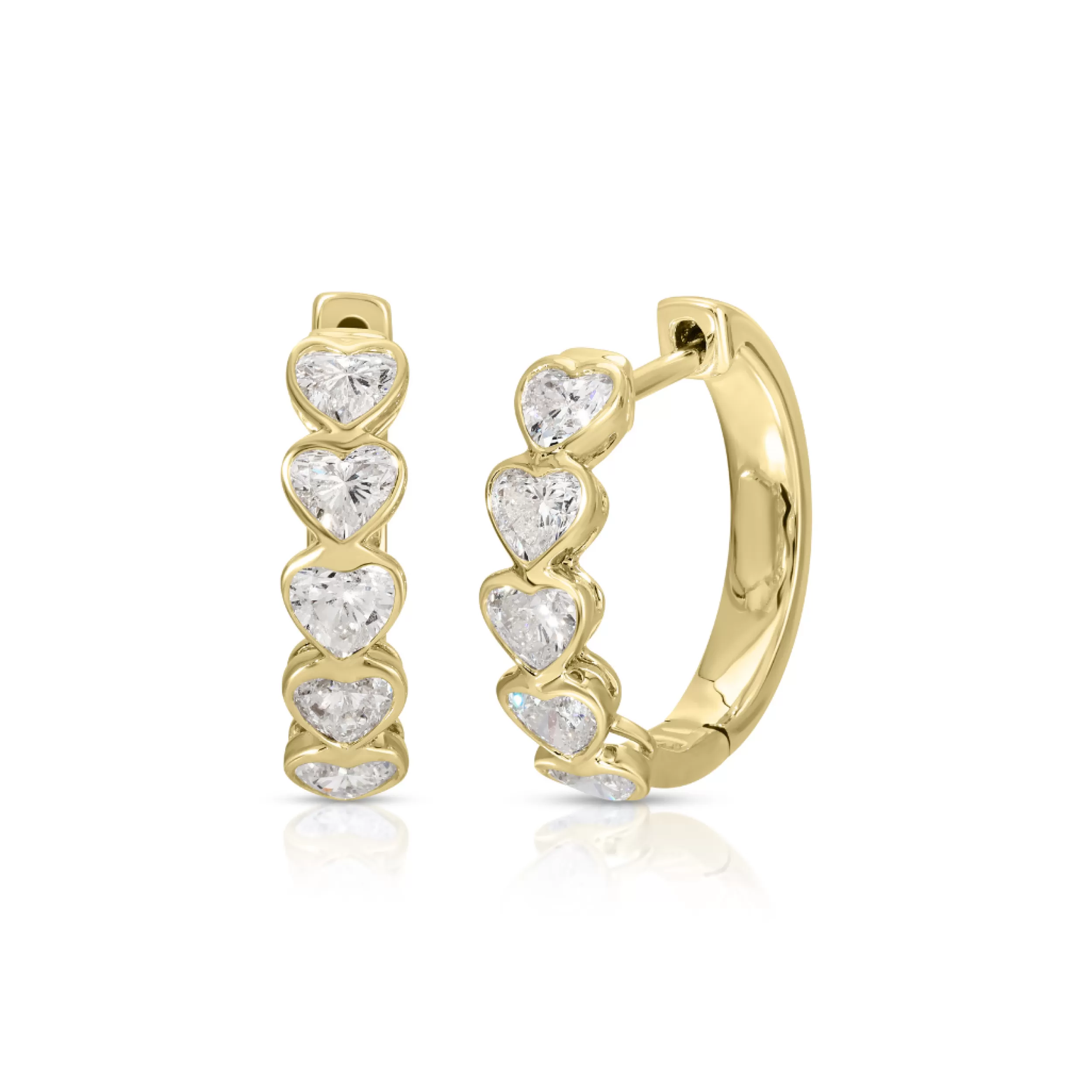 Anita Ko Huggies^SMALL BEZEL HEART DIAMOND HOOPS