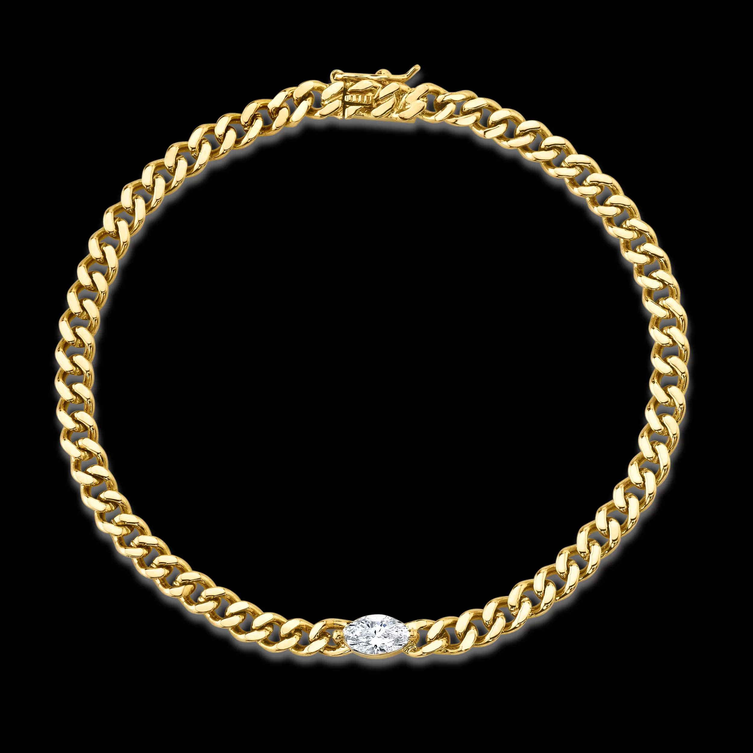 Anita Ko Chain Link^SMALL CUBAN LINK BRACELET WITH MARQUISE DIAMOND CENTER