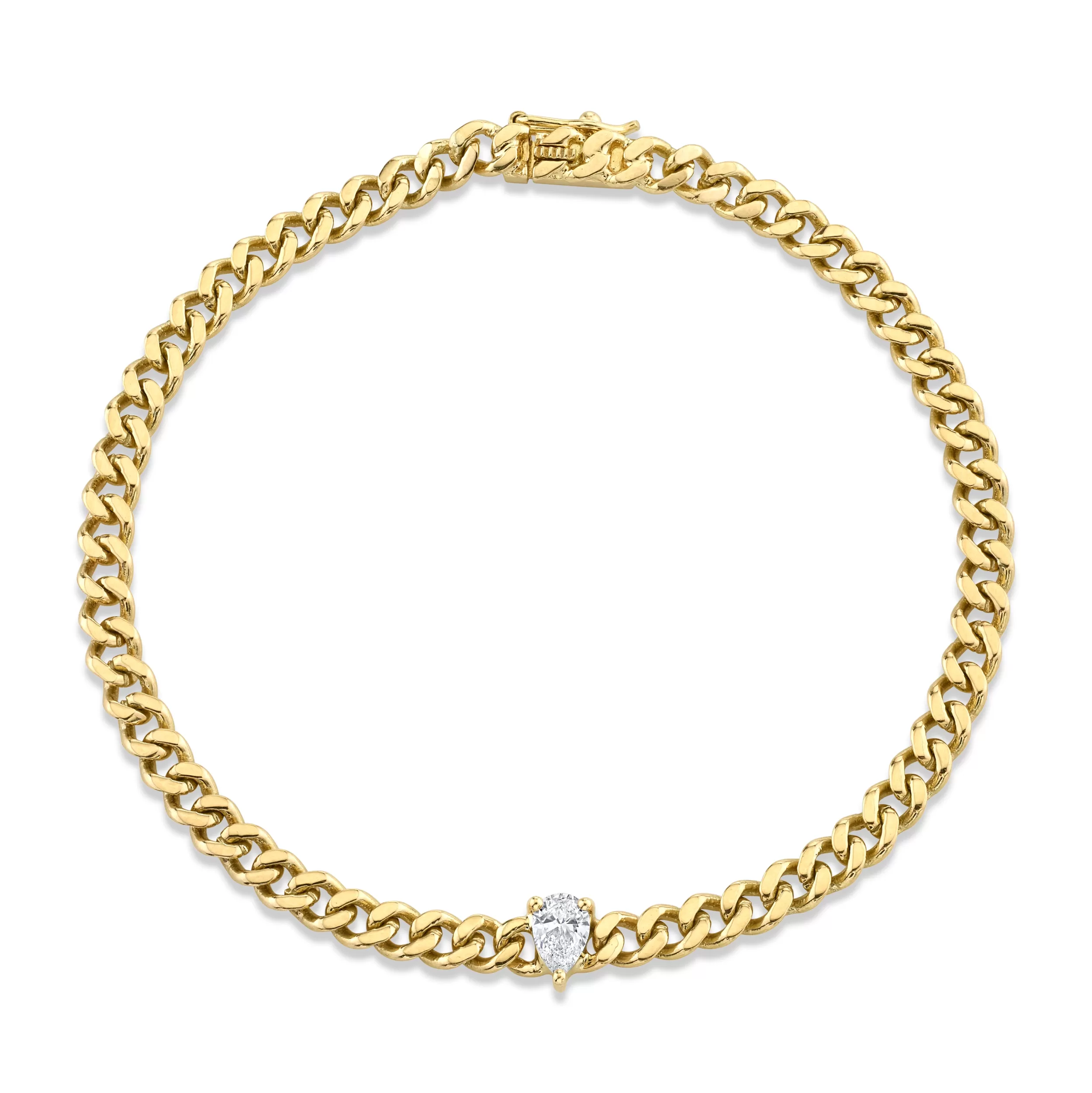 Anita Ko Chain Link^SMALL CUBAN LINK BRACELET WITH PEAR DIAMOND CENTER