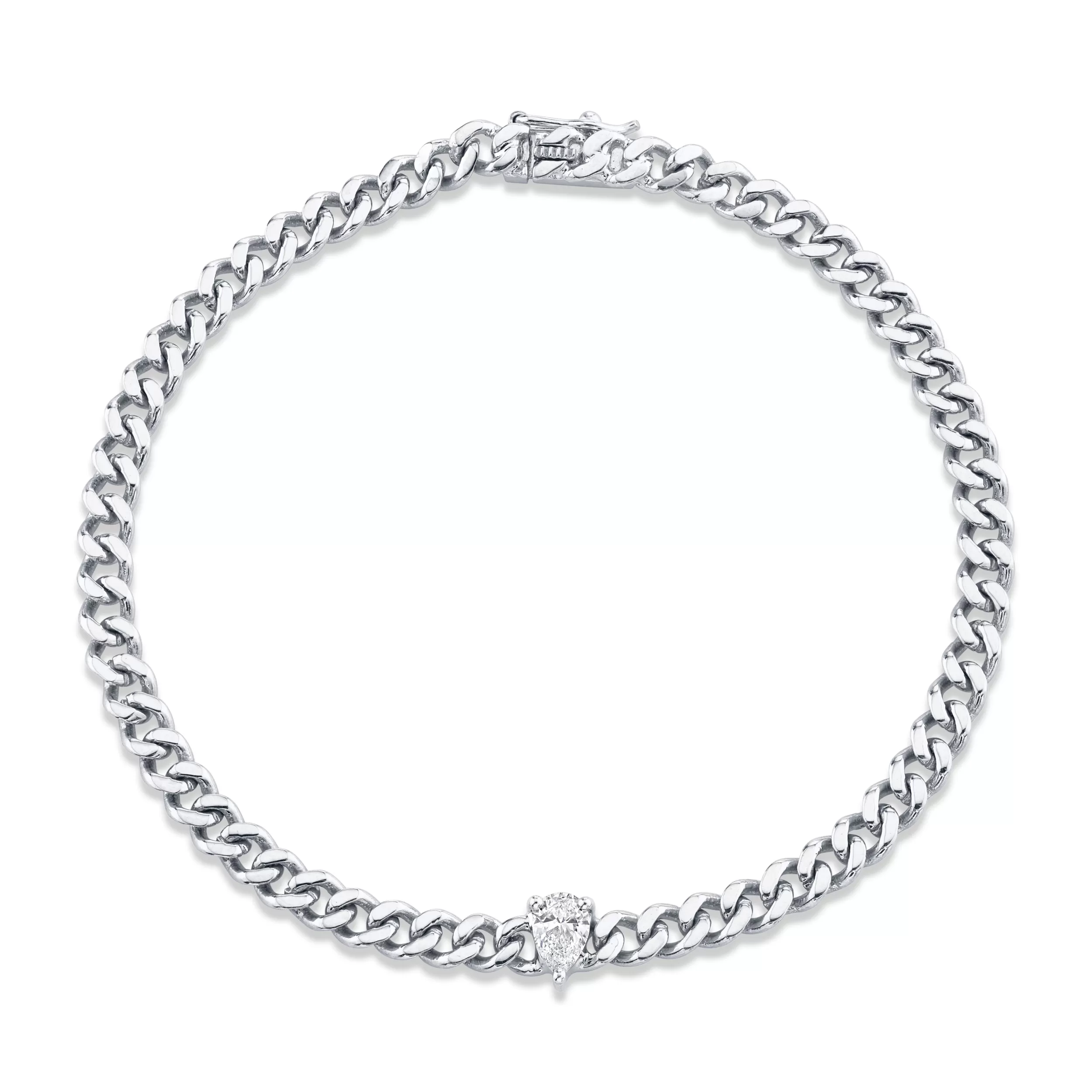 Anita Ko Chain Link^SMALL CUBAN LINK BRACELET WITH PEAR DIAMOND CENTER