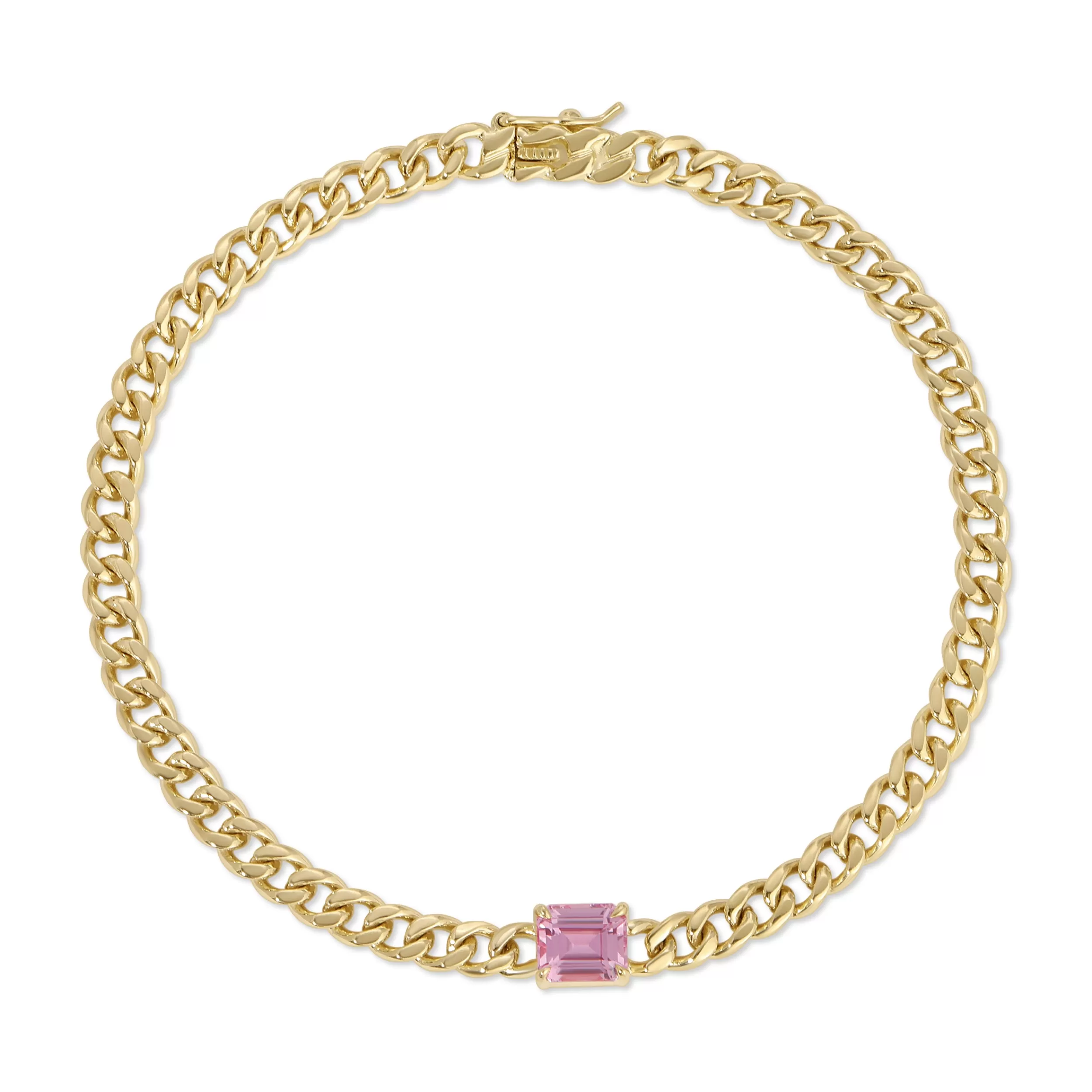 Anita Ko One Of A Kind^SMALL CUBAN LINK BRACELET WITH PINK SAPPHIRE CENTER