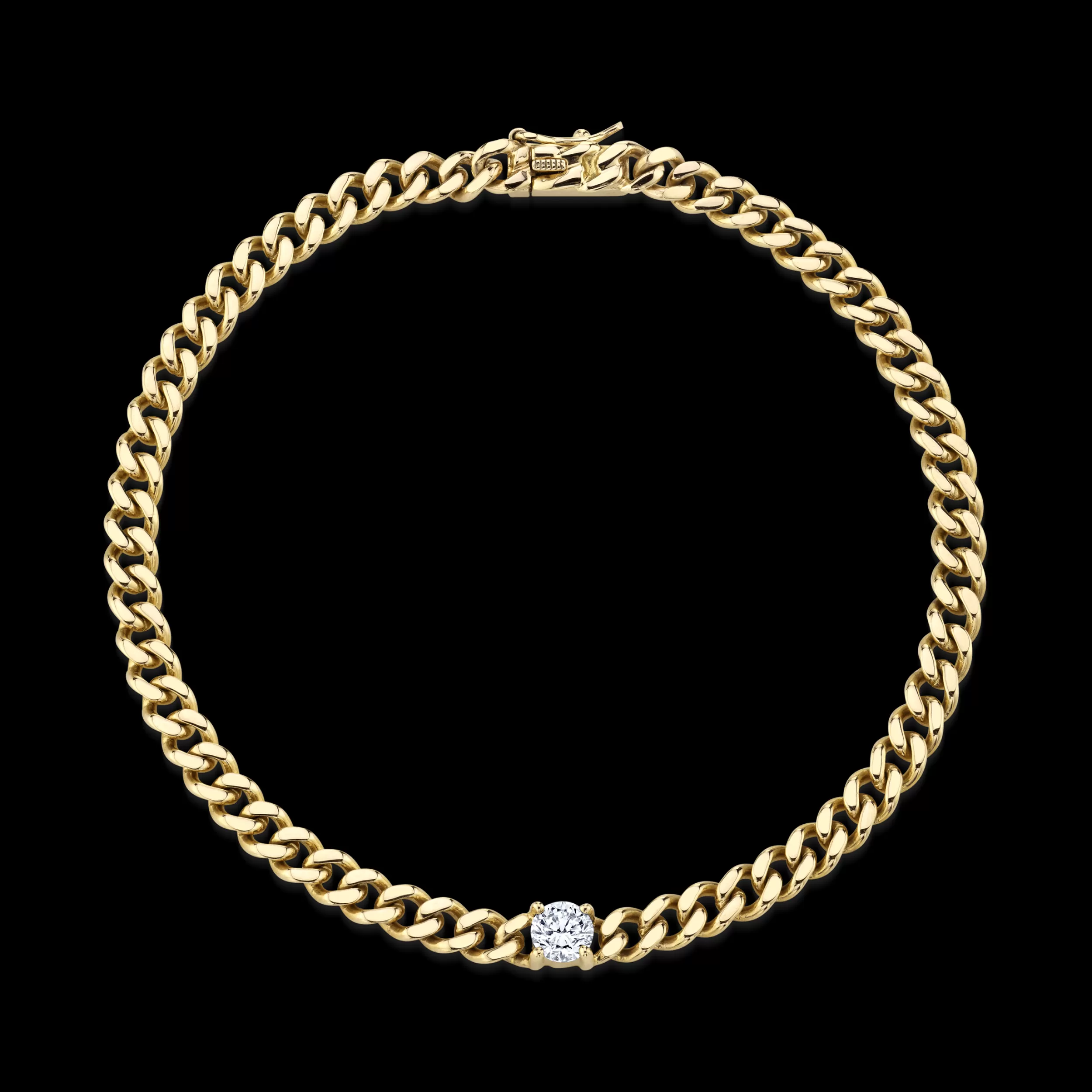 Anita Ko Chain Link^SMALL CUBAN LINK BRACELET WITH ROUND DIAMOND CENTER