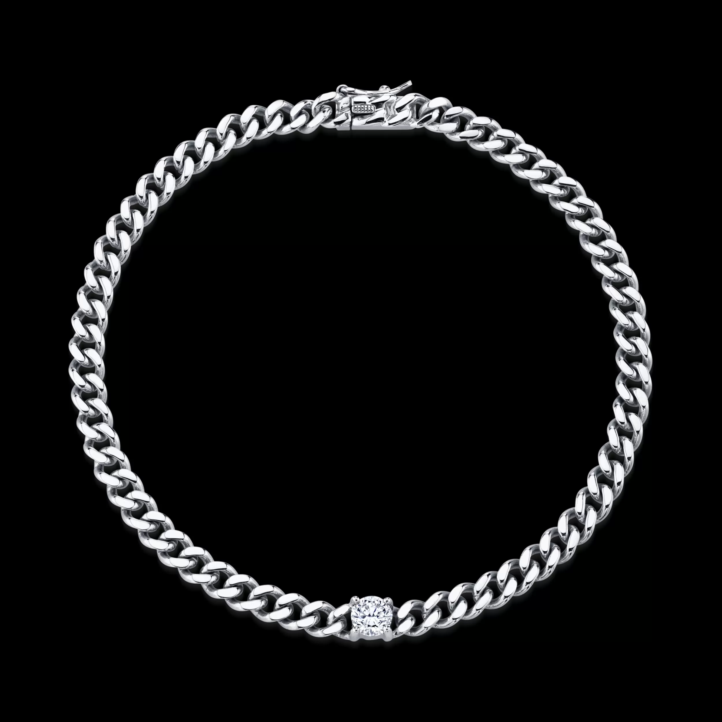 Anita Ko Chain Link^SMALL CUBAN LINK BRACELET WITH ROUND DIAMOND CENTER