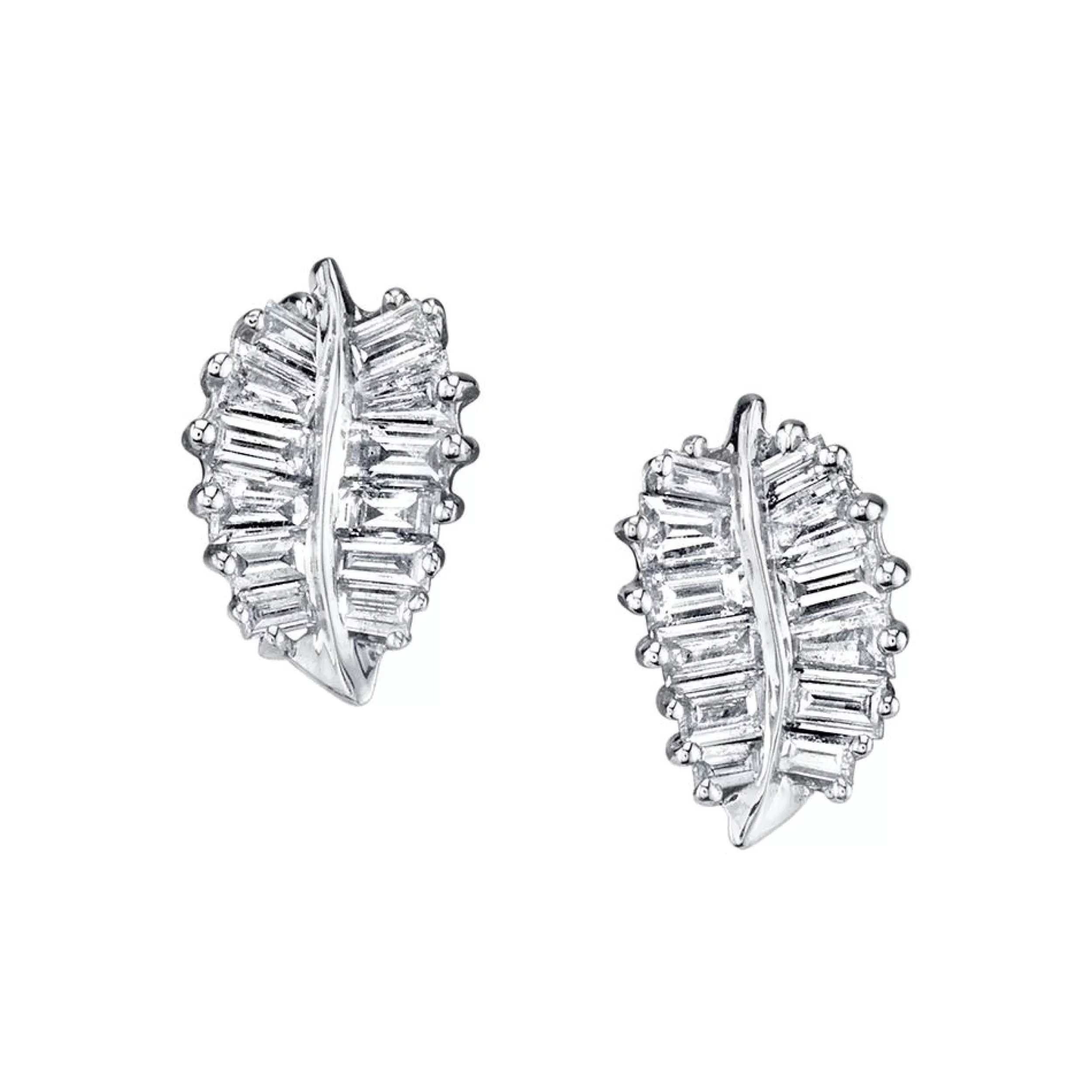 Anita Ko Leaf^SMALL DIAMOND PALM LEAF STUDS