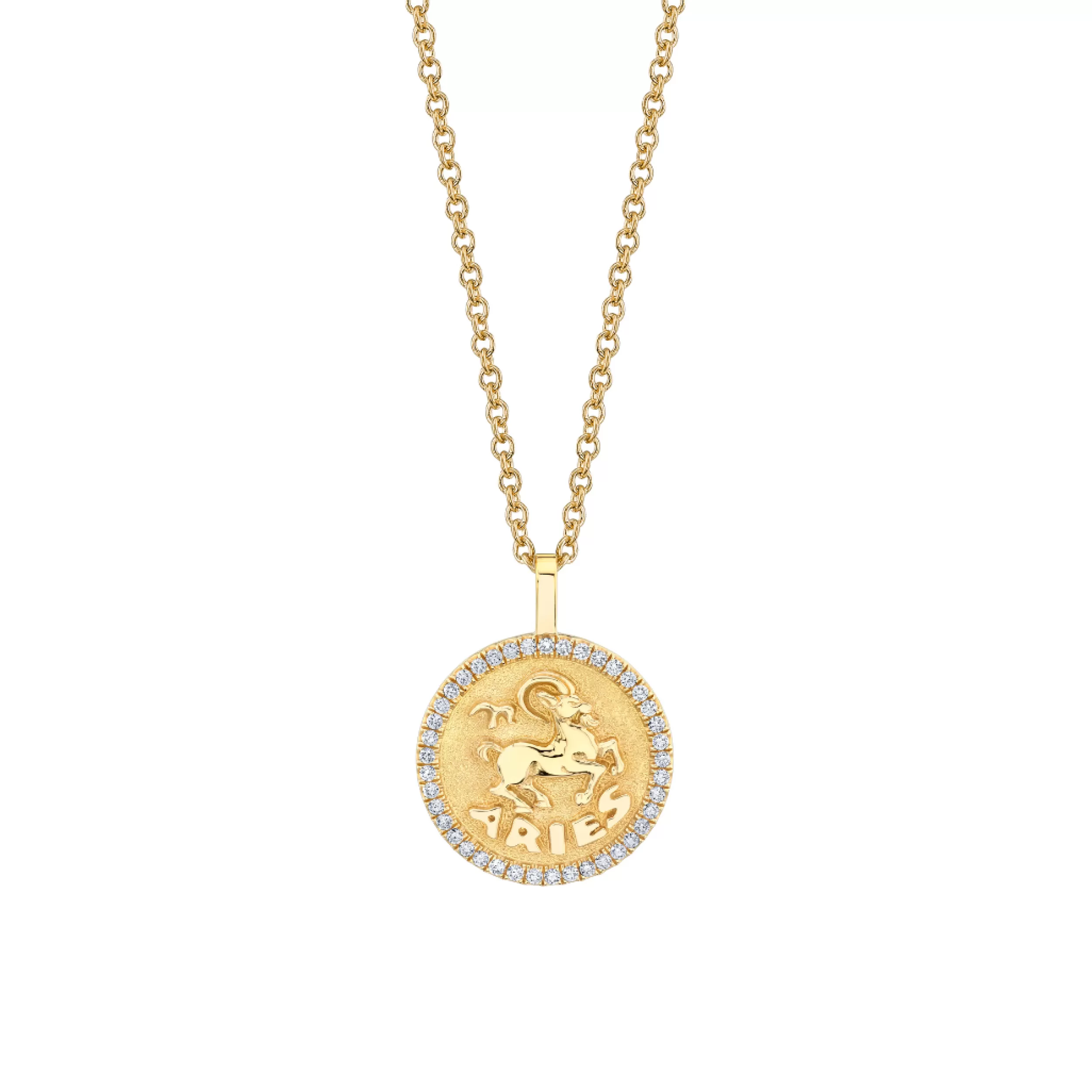 Anita Ko Pendants | Zodiac Coins^SMALL ZODIAC COIN PENDANT WITH DIAMOND FRAME