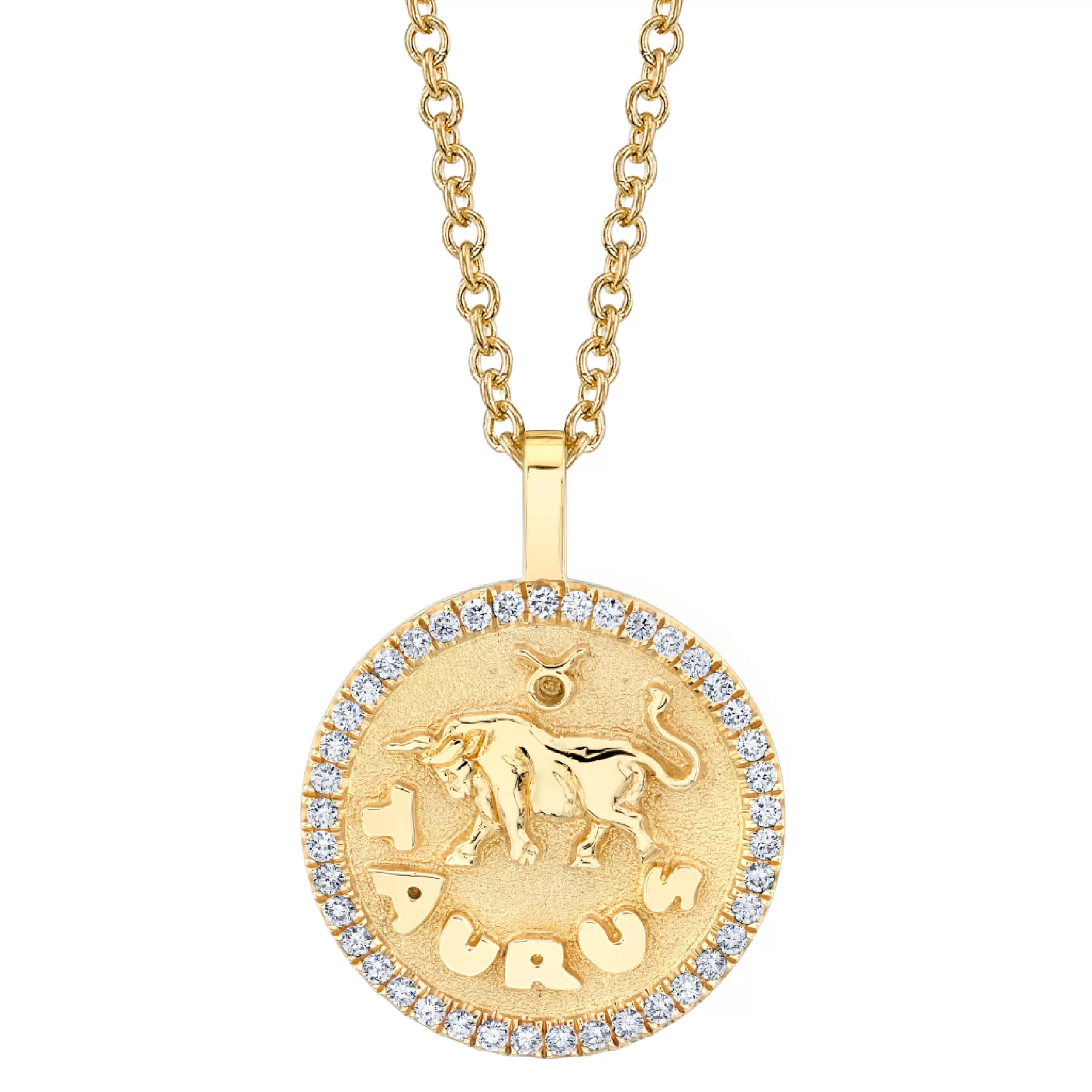 Anita Ko Pendants | Zodiac Coins^TAURUS ZODIAC COIN PENDANT WITH DIAMOND FRAME