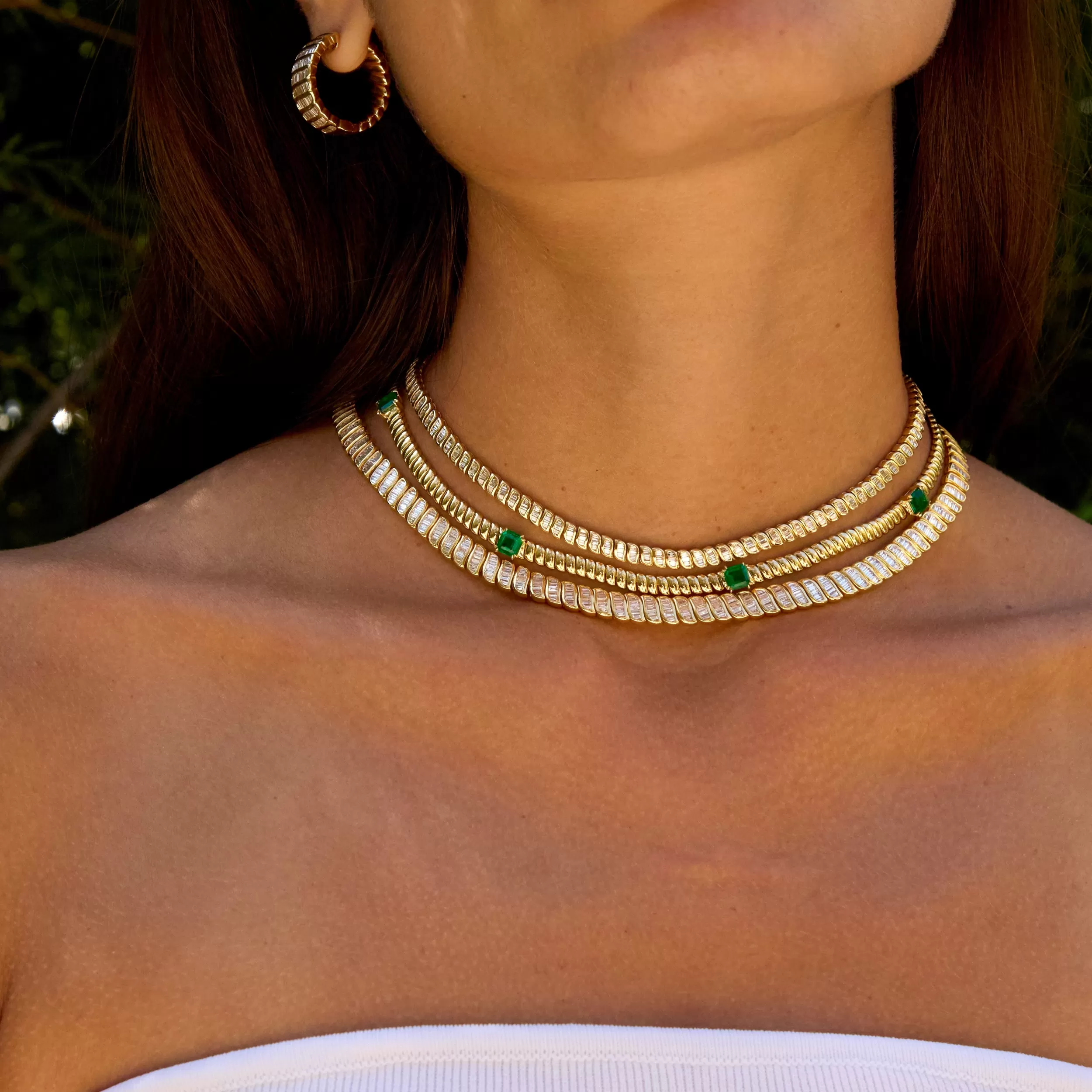 Anita Ko Chokers^THIN ZOE CHOKER WITH SQUARE CUT EMERALDS