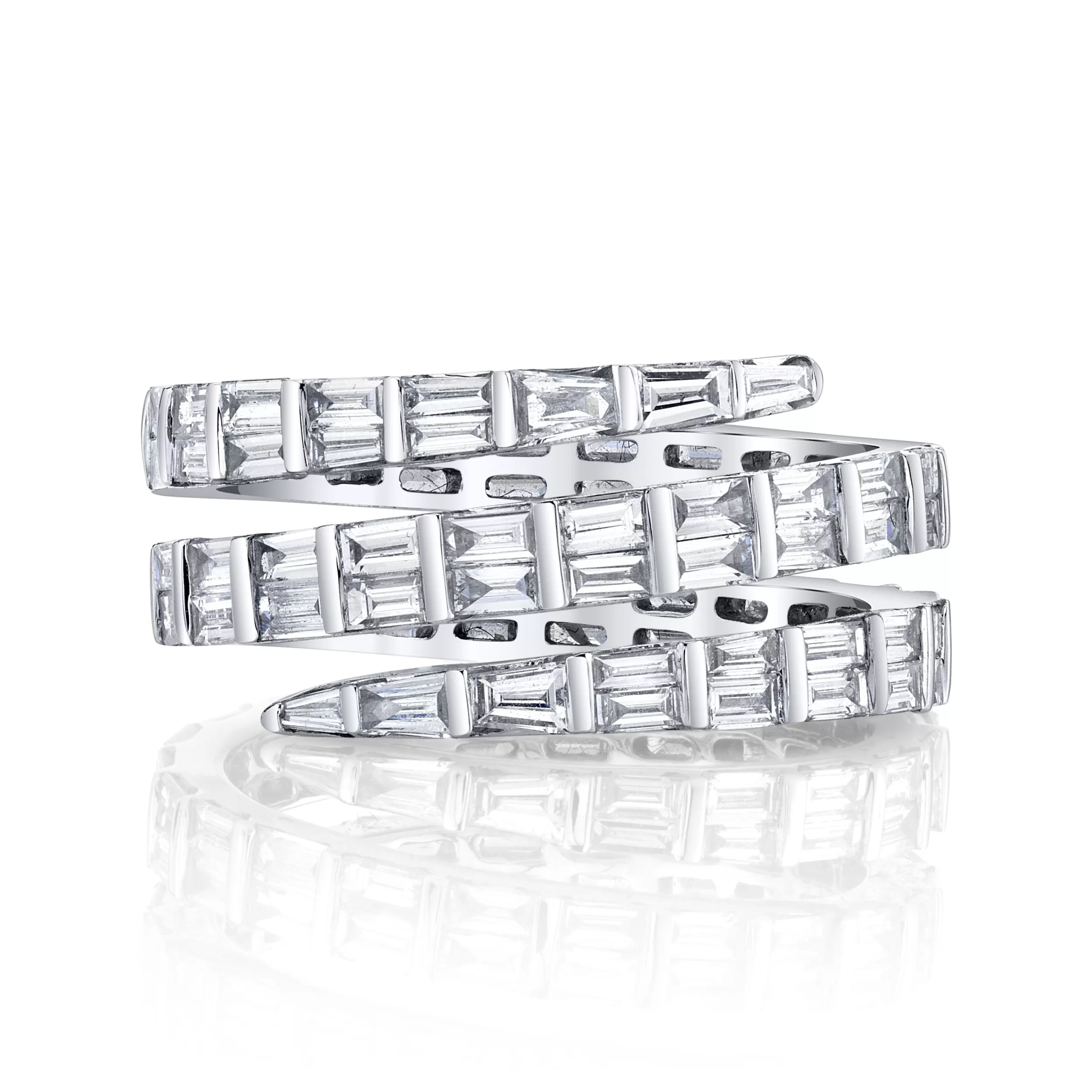 Anita Ko Coil^THREE ROW BAGUETTE DIAMOND COIL RING