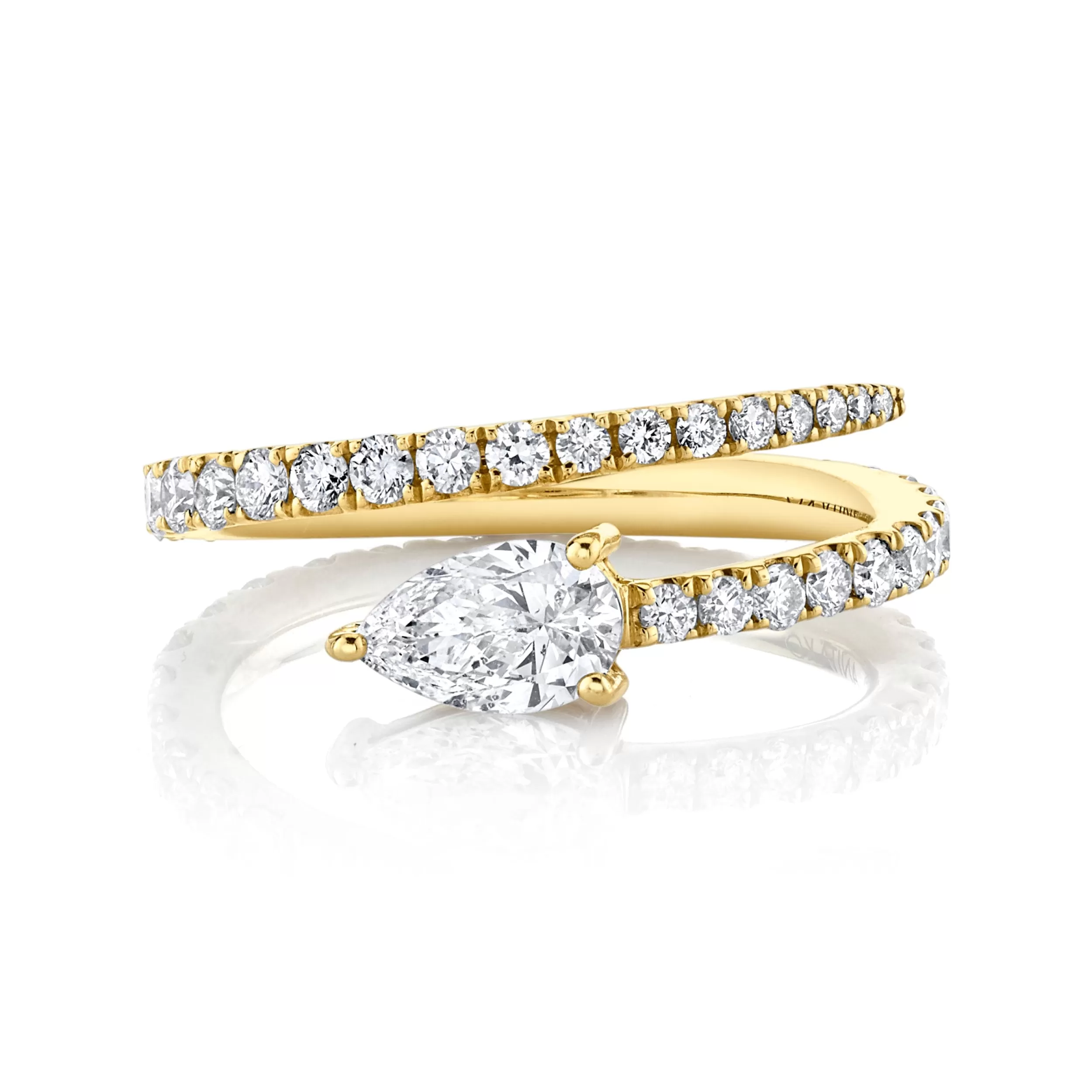 Anita Ko Coil^TWO ROW DIAMOND COIL RING WITH PEAR DIAMOND