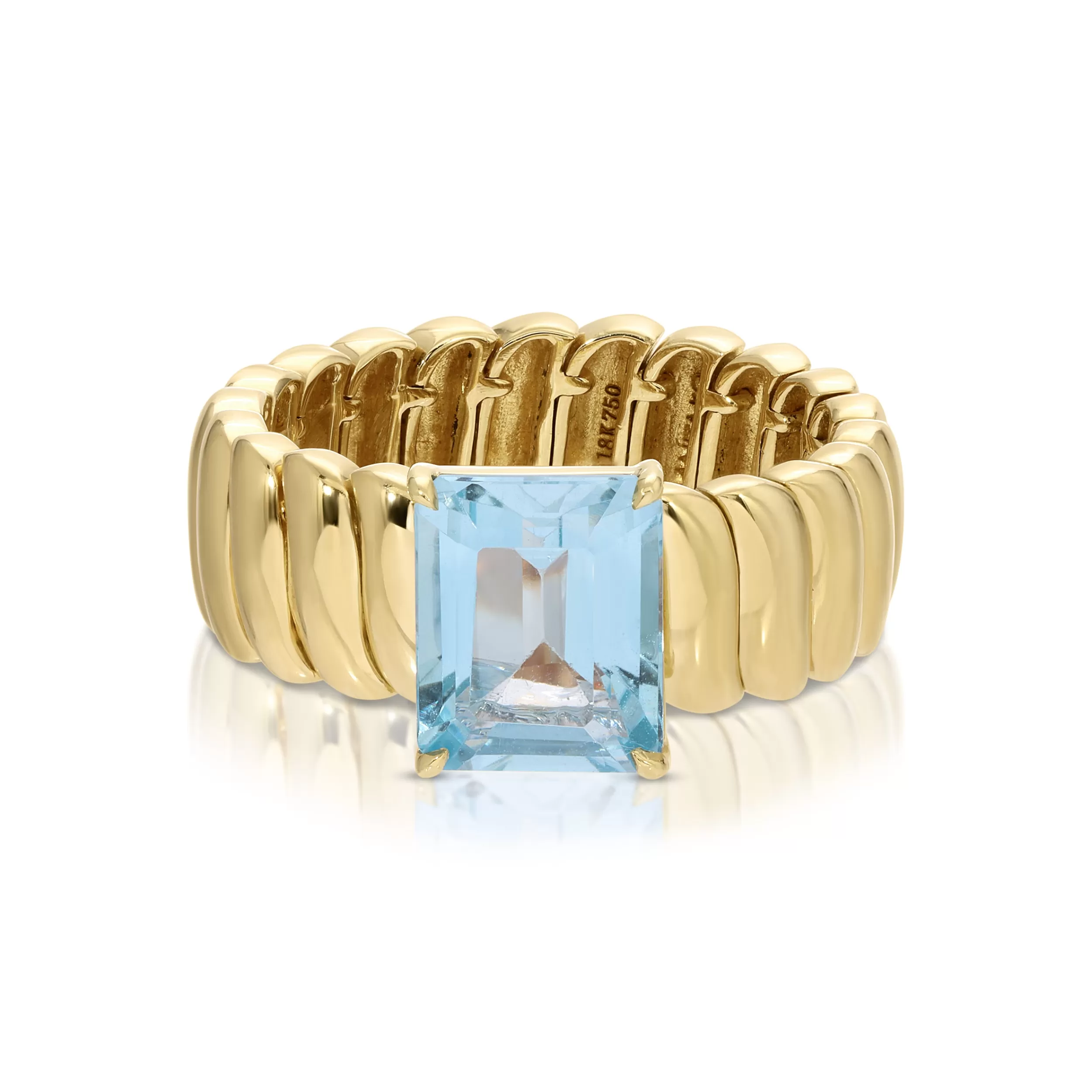 Anita Ko One Of A Kind^ZOE RING WITH BLUE TOPAZ EMERALD CUT CENTER